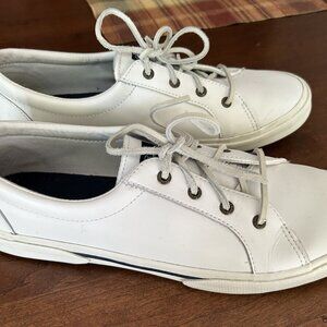 Sperry Pier Wave Leather White Shoes, Womens Size 11